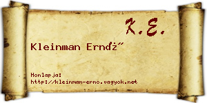 Kleinman Ernő névjegykártya